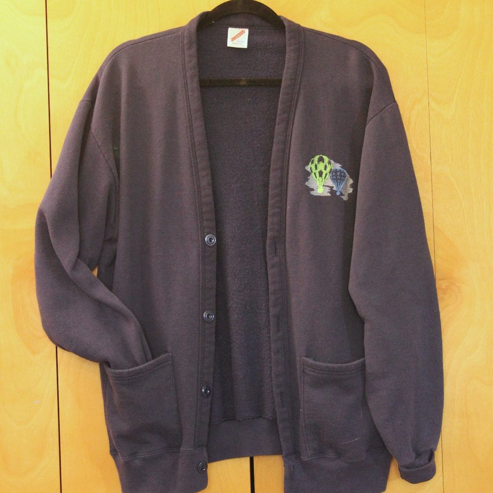 Vintage Hot Air Balloon Pattern Cardigan